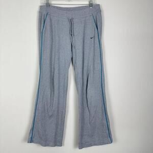 Y2K Nike Women’s Wide Leg Sweatpants 2000s Size medium relax casual gray/blue